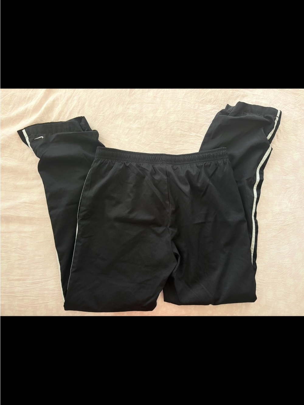 Nike Black Track Pants with White Side Stripes